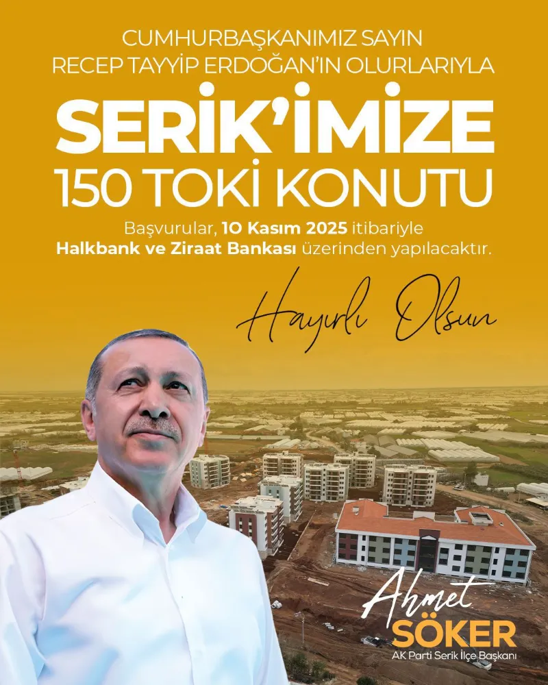 Serik’e 150 Toki konutu yapılacak  